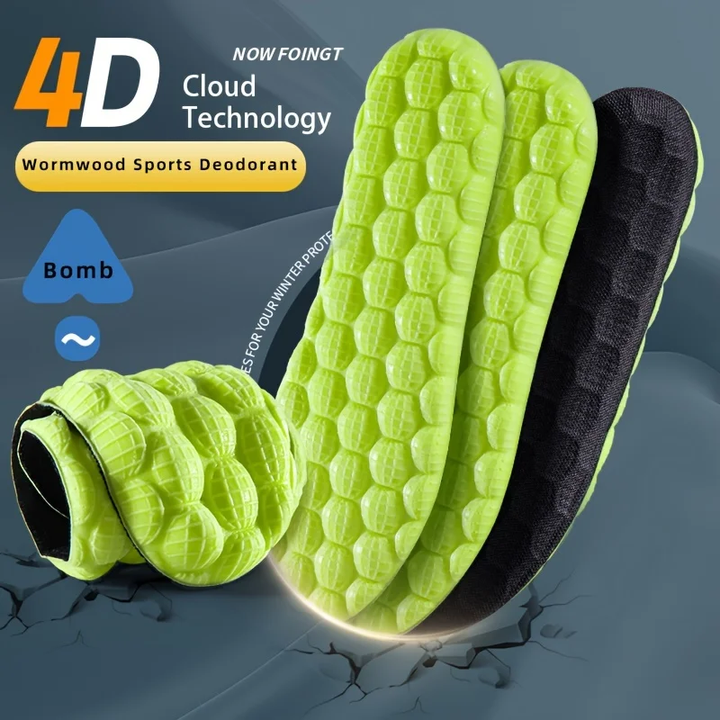 Thick Cloud Feel Sport Insoles High Rebound Shock Absorbing Cushion Pads Breathable Sweat Wicking Deodorant Inserts Men Women