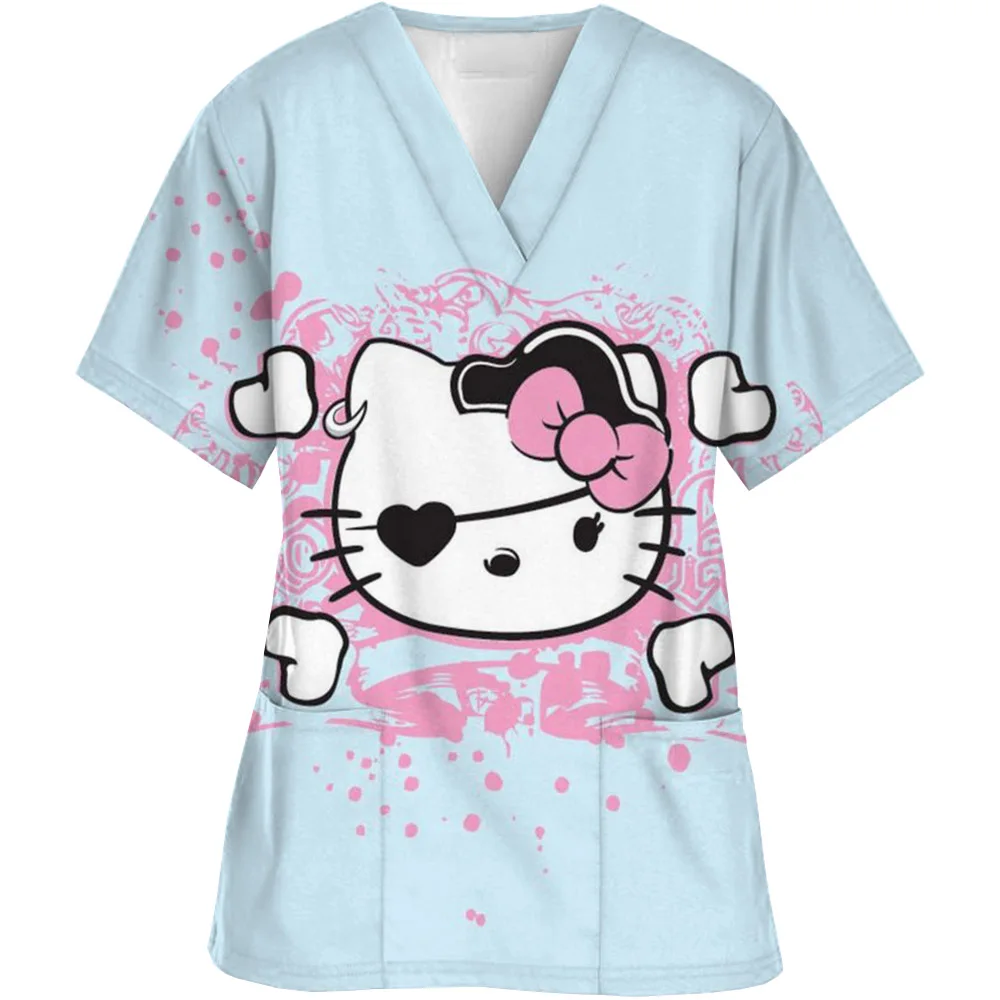 

Miniso Nurse Uniform Women Short Sleeve Hello Kitty Working Uniform Pocket Blouse Scrubs Nursing Medical Uniforms Accessories