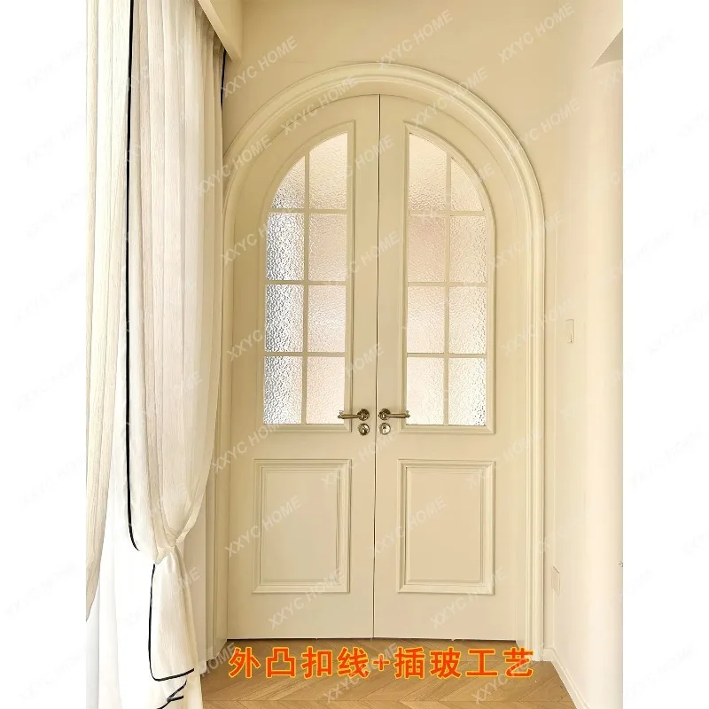 XXbedroom arched double door solid wood paint room door balcony kitchen door