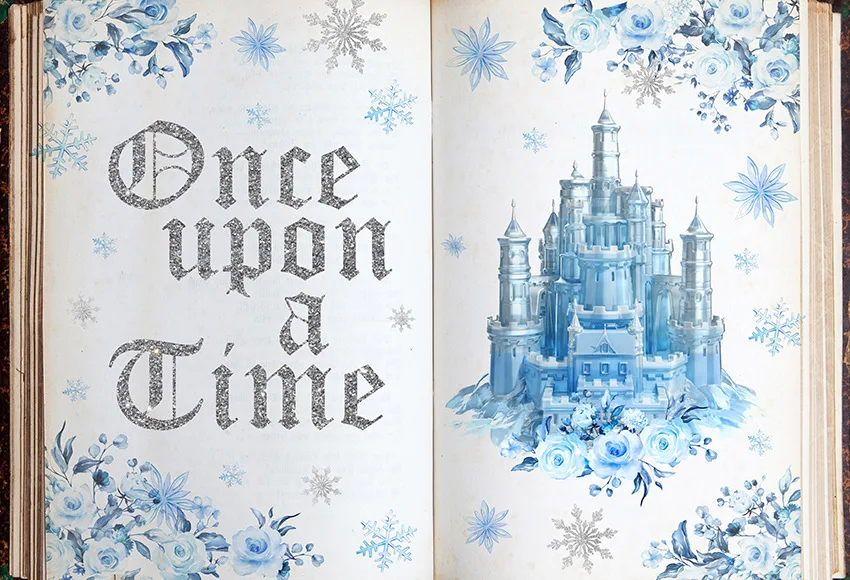 Mehofond Photography Background Once Upon a Time Frozen Castle Wedding Birthday Fairy Tale Book Flower Decor Backdrop Photocall