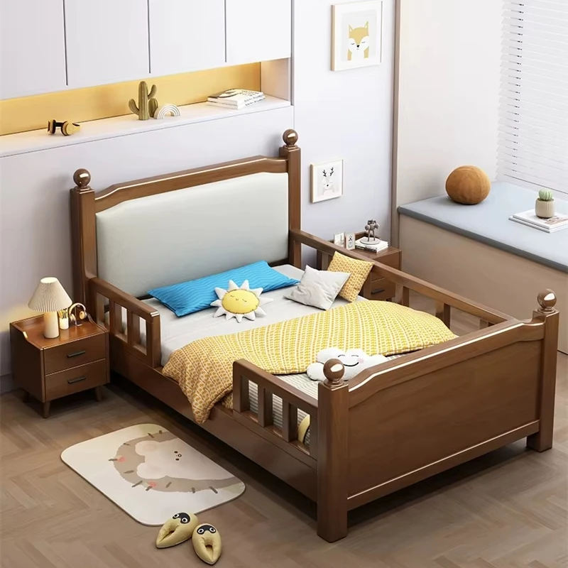 Customized Kids Sleeping Room Wooden Furniture Solid Wood Leg Children Bed with Smart Sensor Light Children's Bedroom Furniturep