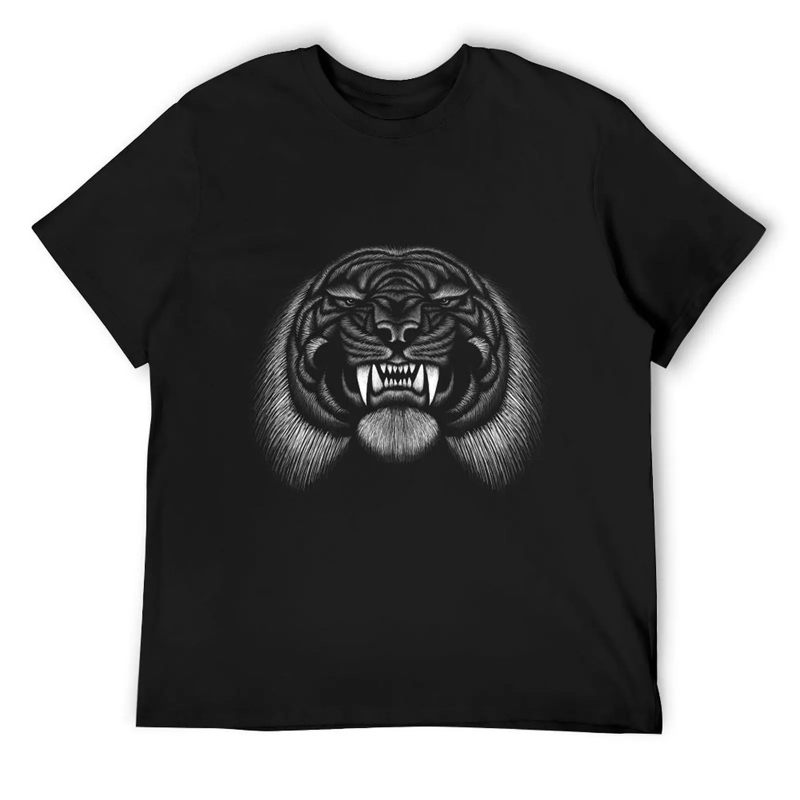 Chalk style tiger face T-Shirt blue archive custom shirt quick-drying plus size men clothing