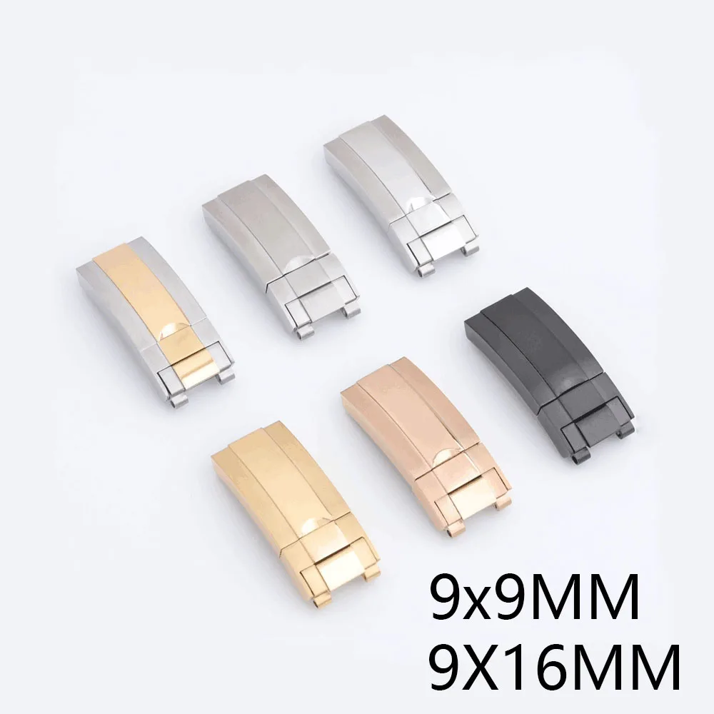 

Watch Band Stainless Steel Buckle 9*9MM/ 9*16MM Adjustable Stainless Steel Solid Clasp Watch Buckle Accessorie