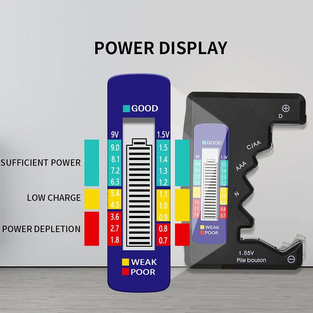 1 قطعة اختبار البلاستيك متر العالمي ل Aa Aaa N 9 فولت Lr44 سهلة الاستخدام المحمولة مدقق مؤشر مستوى الطاقة حياة طويلة