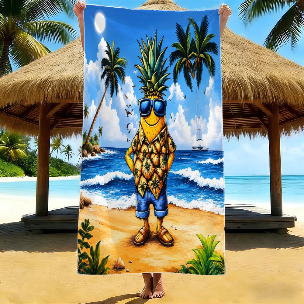 Tropical Pineapple Beach Towel Large Pool Mat Summer Vacation Gift Resort Printed Beach Towel 80x160cm Fun Beach Accessory
