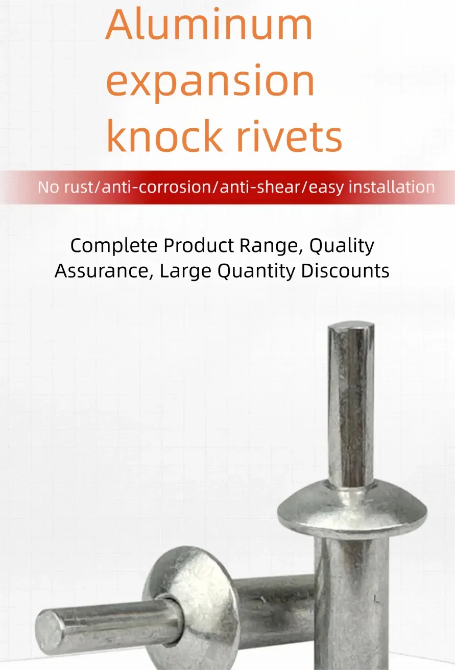 100-Pack Aluminum round Head Rivet Struck-Type Fastener for DIY Crafts And Home Improvement
