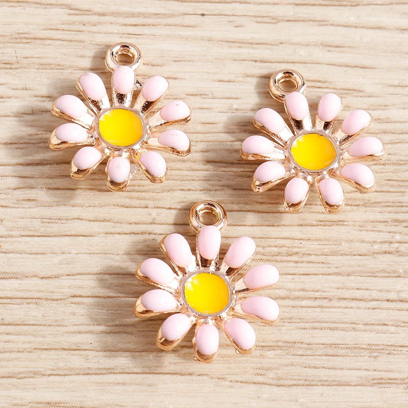 Tusember 10 Stück vergoldete, bunte, niedliche Gänseblümchen-Anhänger für DIY-Schlüsselanhänger, Ohrringe, Armbänder, Schmuckherstellung und Zubehör – Detail 20