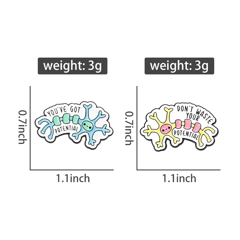 You've Got Potential Cute Neuron Science Enamel Pins Dont Waste Your Potential Brooches Clothes Lapel Badge Funny Jewelry Gifts