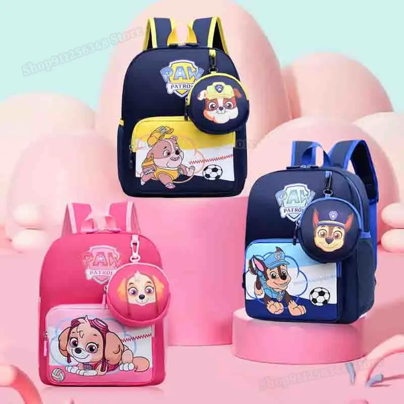 

Kawaii Paw Patrols Backpack for Kids Cartoon Puppy Chase Skye Mochilas Little Boys Girls Back To School Bags with Purse Pendants