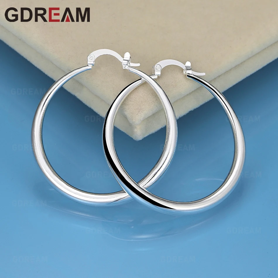 

GDREAM 925 Sterling Silver Smooth Large Hoop Woman Earrings Unique Gift All-Match Party Jewelry