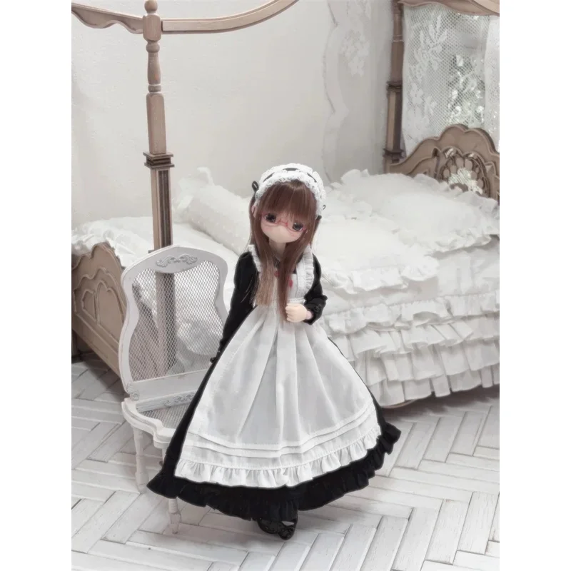 فستان 4-قطعة مجموعة azone/ob22 ملابس دمى أسود أزرق وردي خادمة التفوق متعدد الألوان زي دمى هدايا اكسسوارات