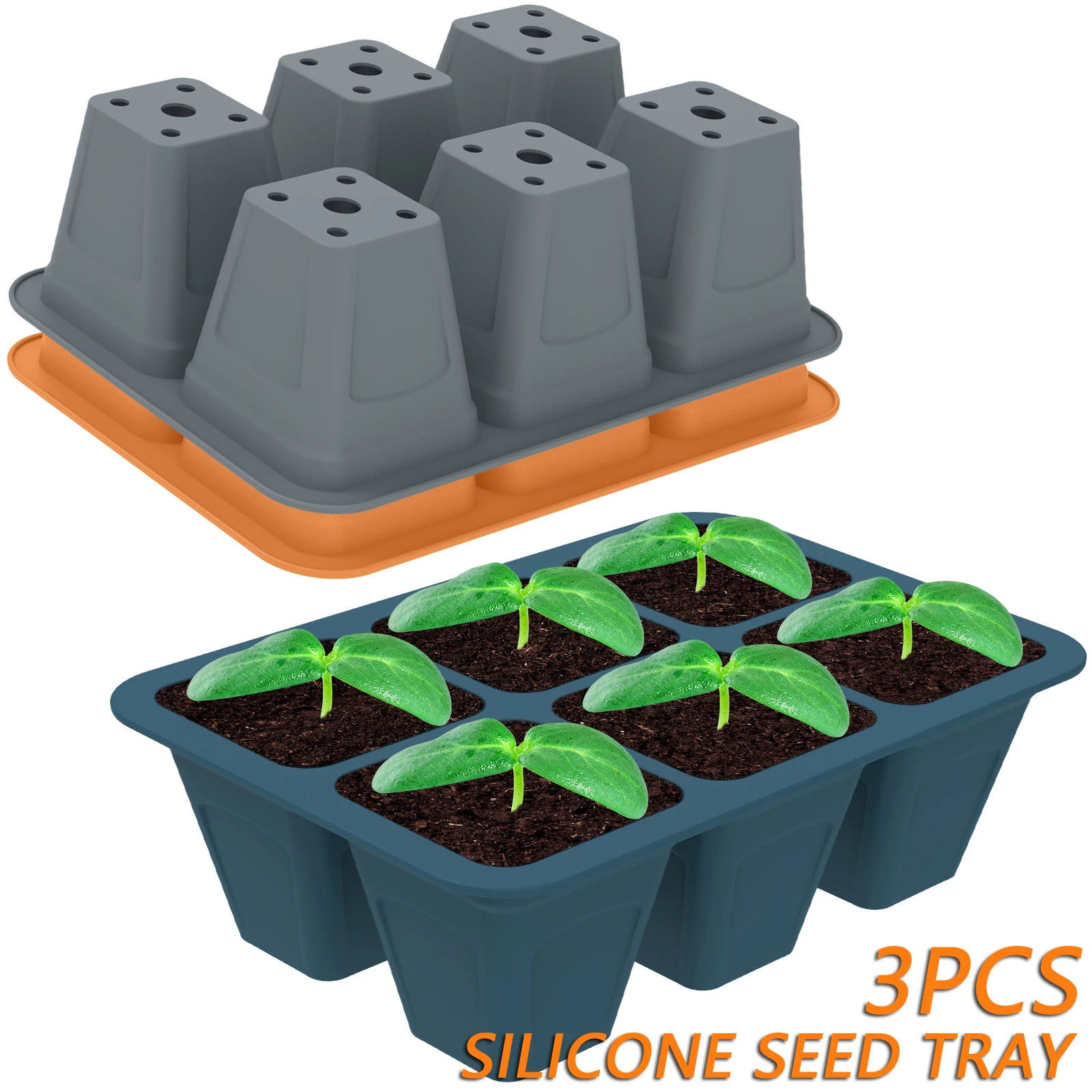 2/3Pcs Cells Silicone Plants Seed Starting ray Reusable Silicone Seed Tray Nursery Pots Seedling Germination Container