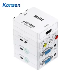 1080P HDMI to RCA Converter AV/CVSB Video Box AV to HDMI Adapter AV/VGA Support NTSC PAL Output HDMI to VGA Video Converter