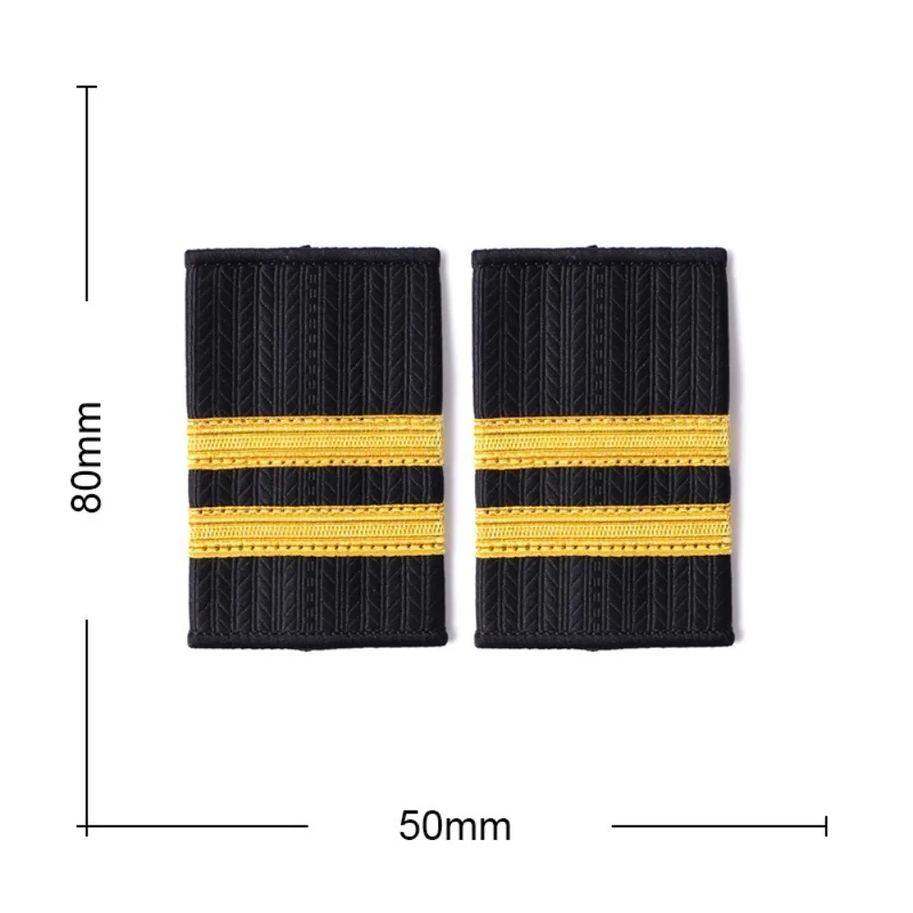 1 Pair Professional Pilot Uniform Epaulets Fabric Gold Stripe Shoulder Badges Hot Sell Metal Wire Woven Tape