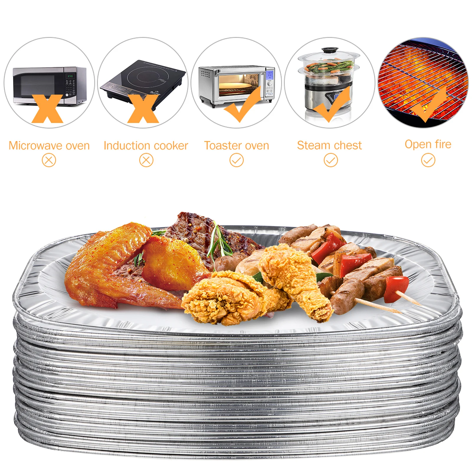 

30 pcs Aluminum Foil Pans Disposable Baking Trays For Cooking Steaming Food Storage Meal Prep Catering Serving Grilling