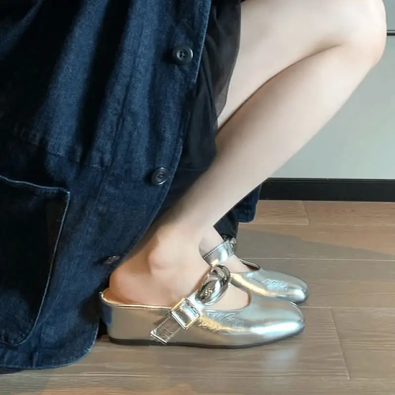 2024 Brand Ladies Shoes Women's Slippers Fashion Metal Decoration Daily Slippers Women New Belt Buckle Female Wedge Slippers