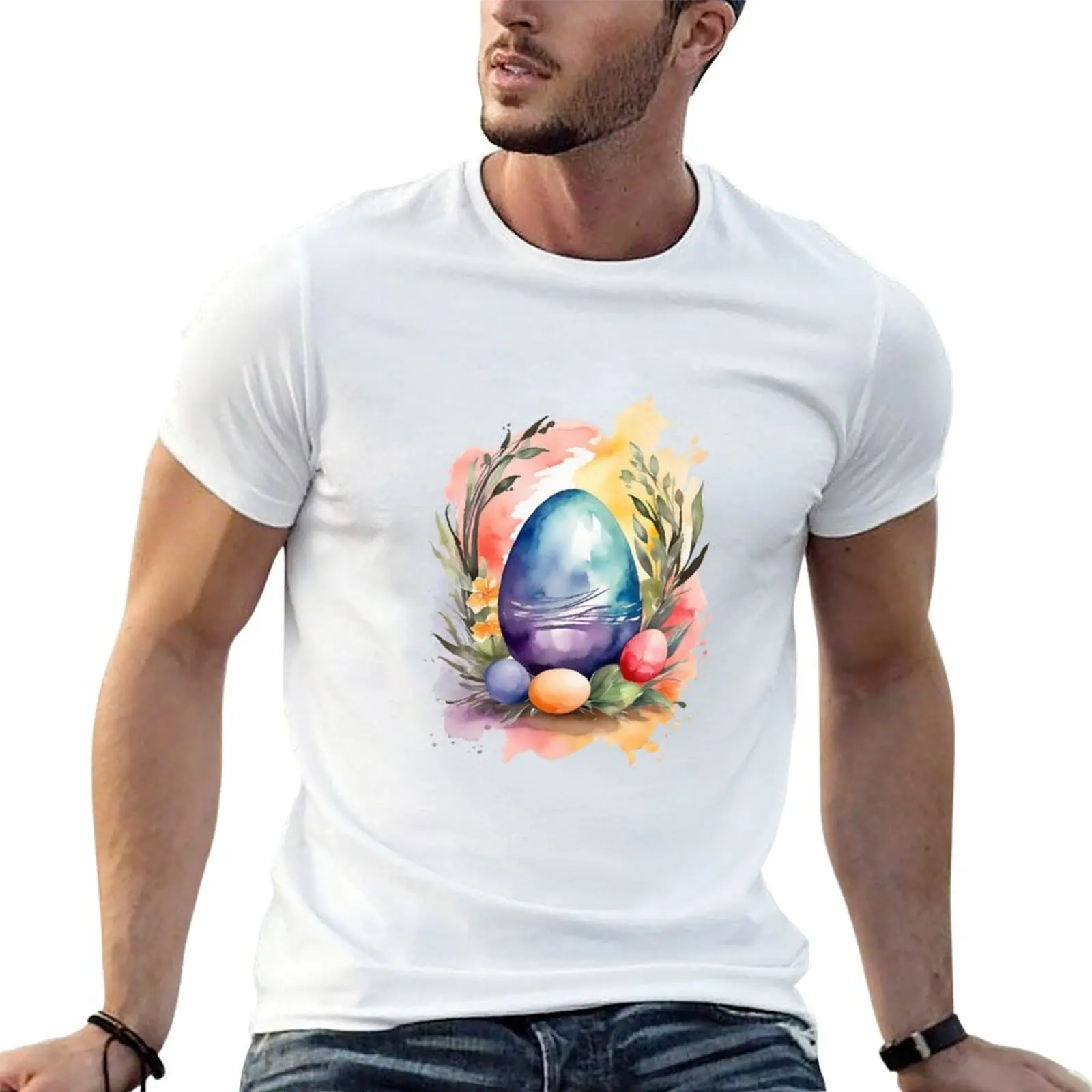 

Easter with colorful eggs T-Shirt t shirts for man graphic tees t shirts for man cotton funny T-Shirt