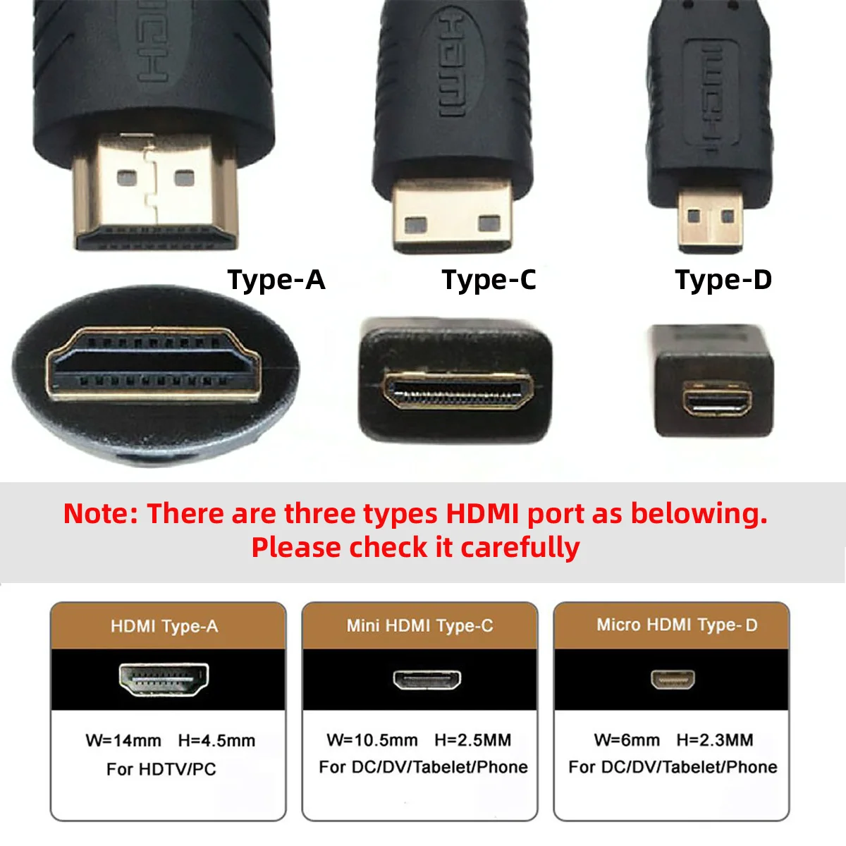 HDTV to Micro HDTV Type A for Raspberry PI 3B/3B+/4B Opposite U Shape Back Angled Type-D Male Connector Socket