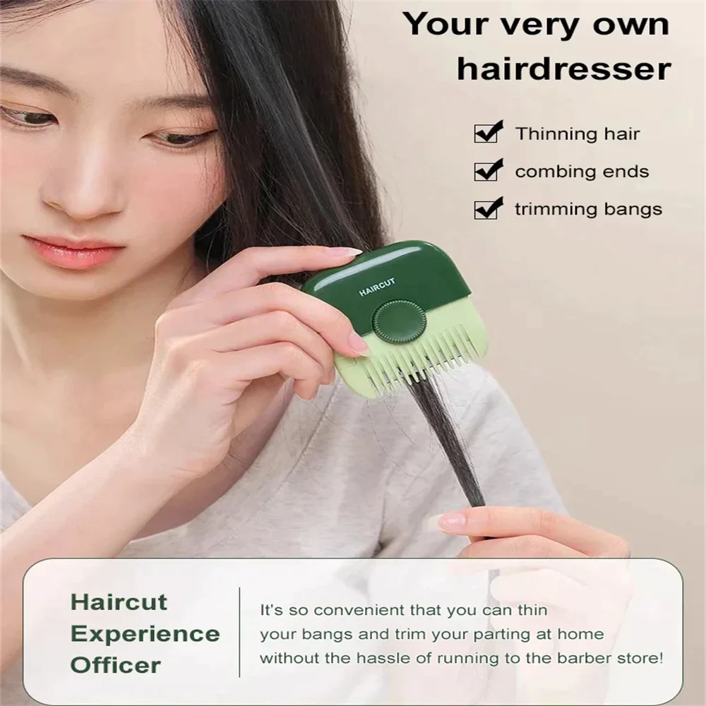 Portable 2-in-1 Bangs Comb Hair Trimmer Manual Baby Hair Cut Hairdressing Comb Trim Bangs And Broken Hair Bangs Trimmer