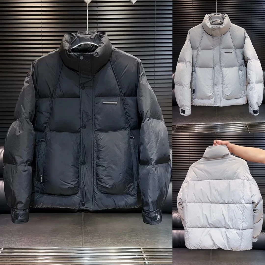 

Winter Thiened Casual Cotton Jaet Men's Faionable Stand Collar Warm Polyester Fiber Filled Long Sve Zipper Closure