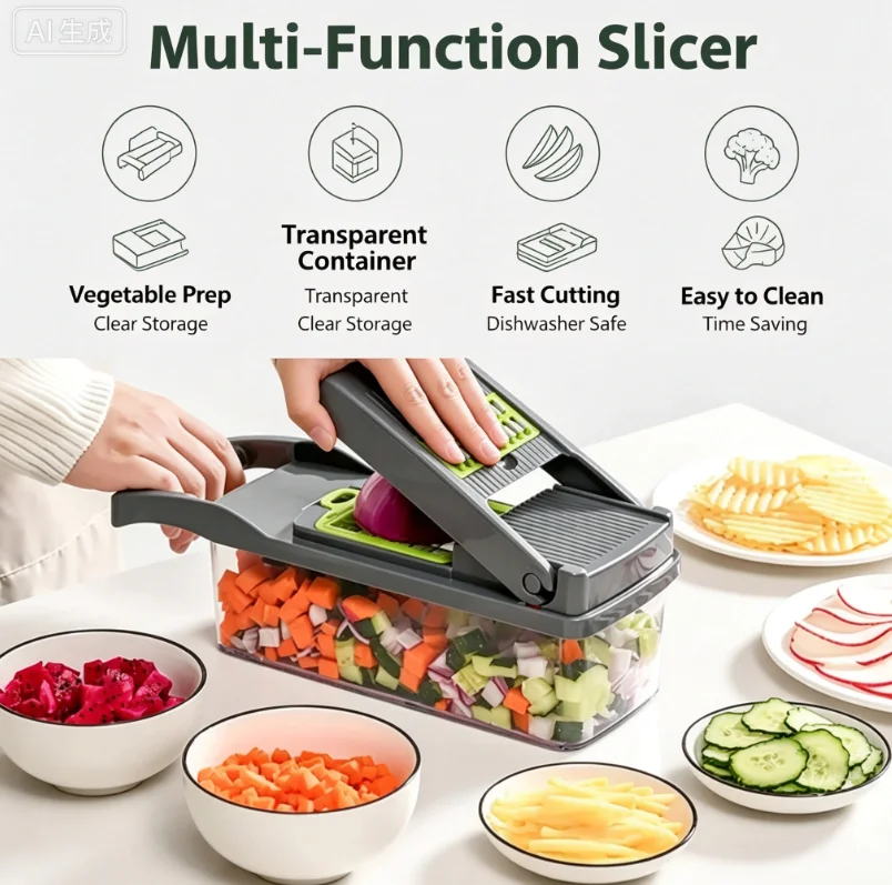 Kitchen Vegetable Slicer Shredder Practical Potato Carrot Grater Household Fruit Veggie Cutter for Daily Family Food Preparation