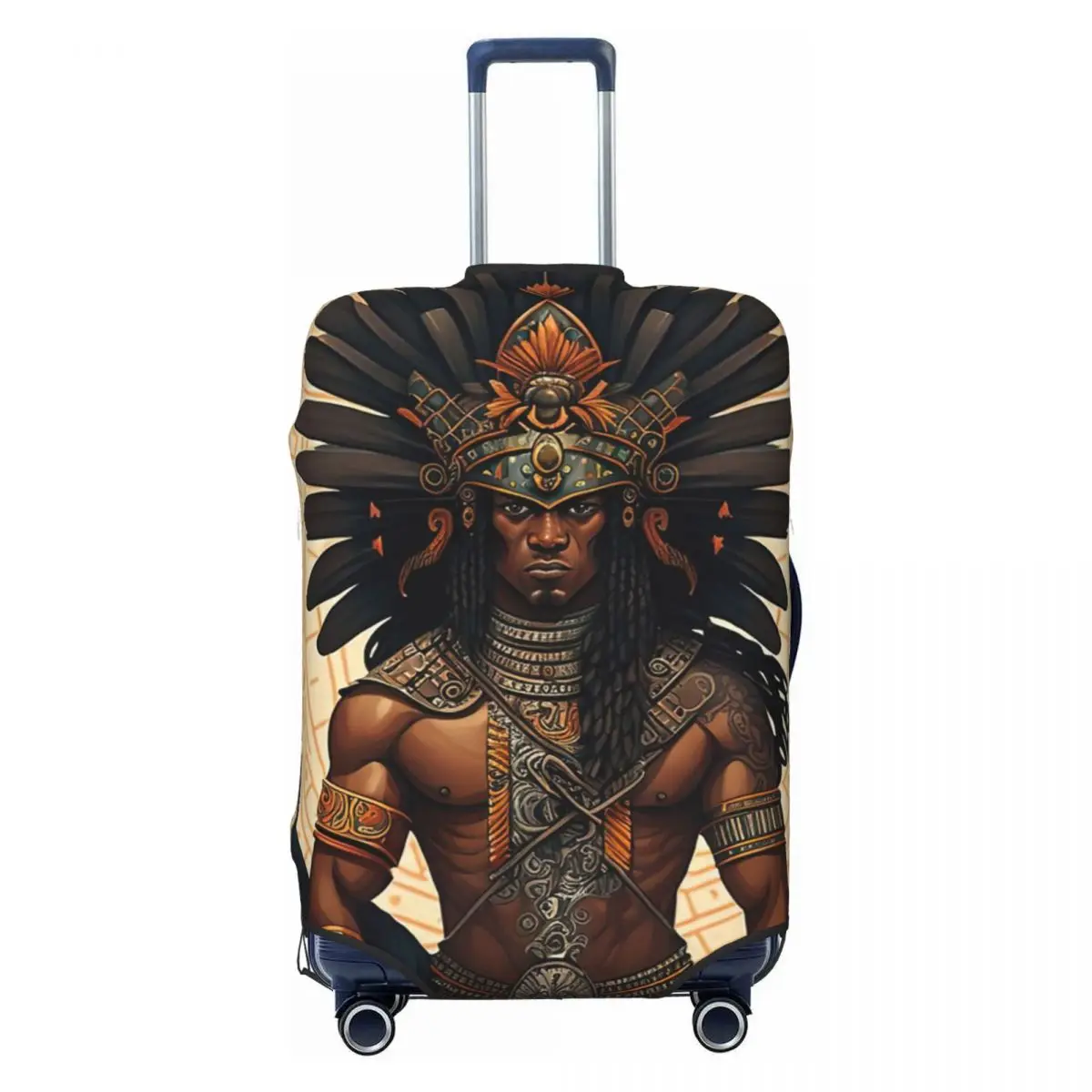 

Drawn Style Aztec Warrior. Print Luggage Protective Dust Covers Elastic Waterproof 18-32inch Suitcase Cover Travel Accessories