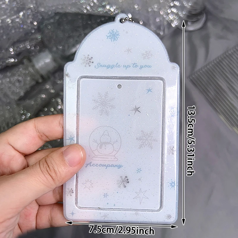 Transparent Glitter Cute 3 Inch Photocard Holder PVC Girl Heart Card Holder Storage Idol Card Display Protective Pendant