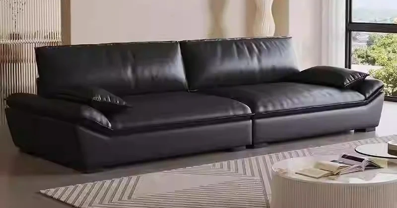 Italian light luxury sand hall small apartment simple modern technology cloth rental room straight row leather art sofa