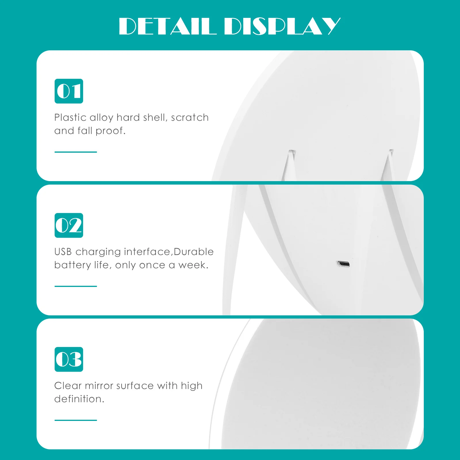 

1Set Compact Makeup Mirror LED Touch Control Desktop Simple Lightweight LED Lamp for Home Use Makeup Mirror