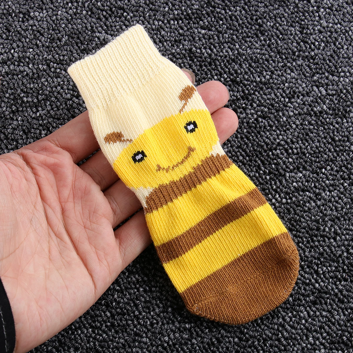 

4 Pcs Pet Anti-slip Warm Cotton Socks Premium Material Knitted Anti-grab Supplies Winter for Bee Texture