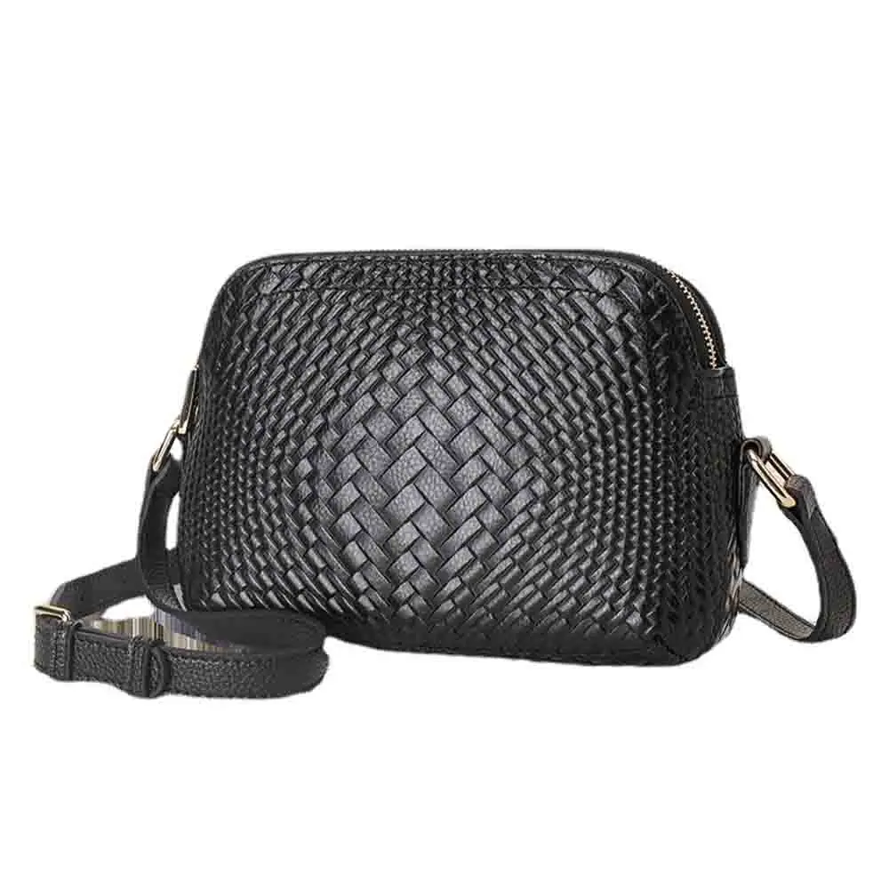 Motingsome Knited Series Genuine Leather Woman Shoulder Bag Crossbody Luxury Cowhide Woven Ladies Daily Purses Black 2022 New