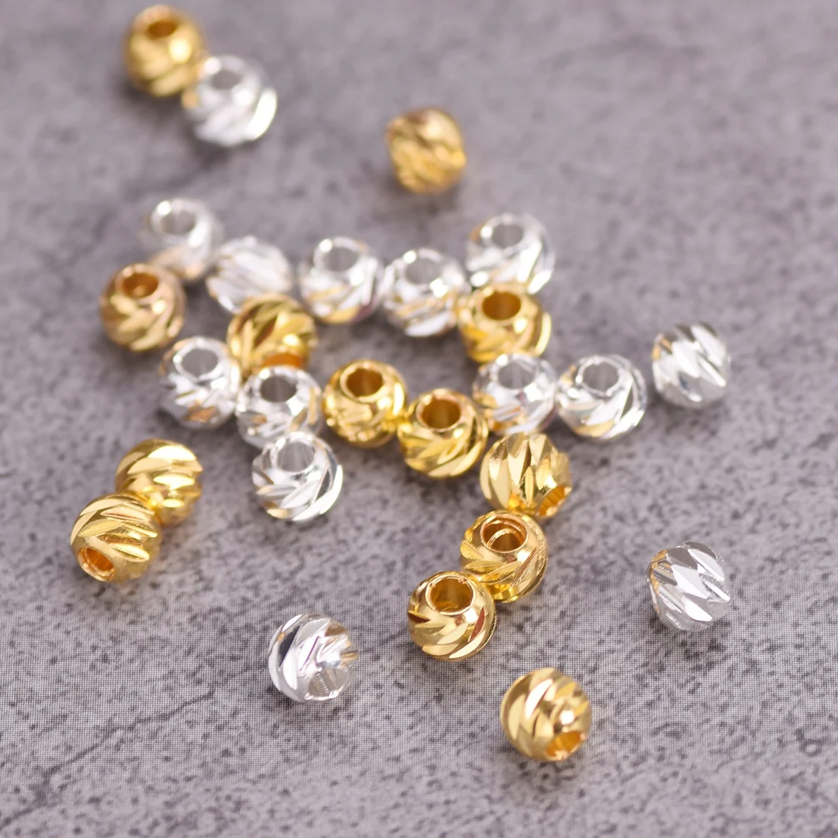 

Color Plated Round Carved 3mm 4mm 5mm 6mm 8mm Brass Metal Loose Spacer Beads For Jewelry Making