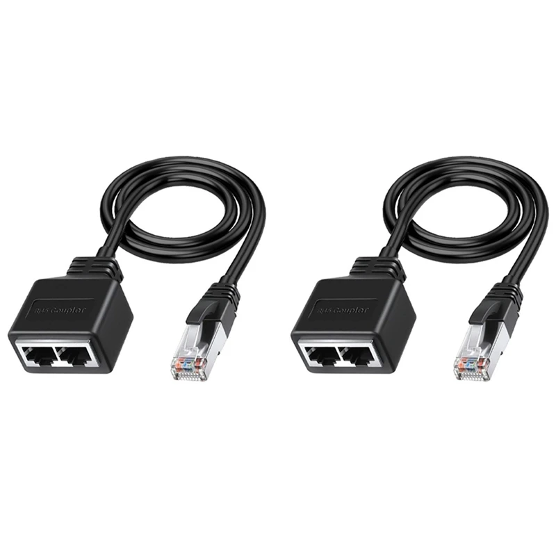 Adaptador Ethernet LAN RJ45 macho a 2 hembra, Cable Adaptador de red LAN, 1 a 2, 2 unidades