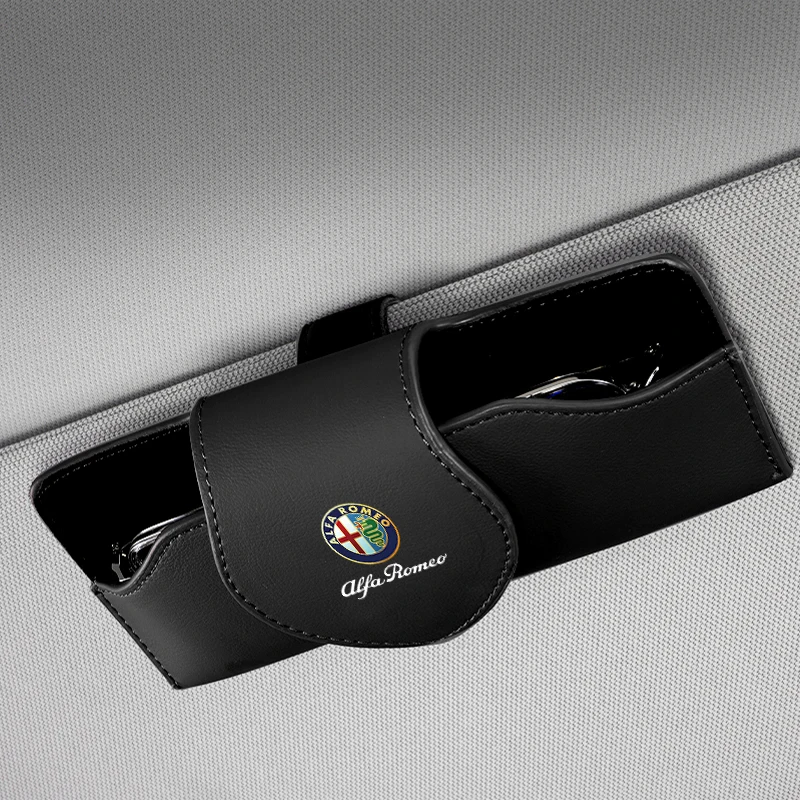 Sun Visor Sunglasses Storage Box Car Interior Accessories For Alfa Romeo 156 159 147 4C 8C 166 Giulia Giulietta Mito Stelvio