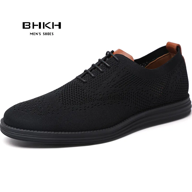 BHKH Male Sneakers Summer Knitted Mesh Casual Shoes Lightweight Casual Shoes Breathable Walking Footwear Shoes For Men