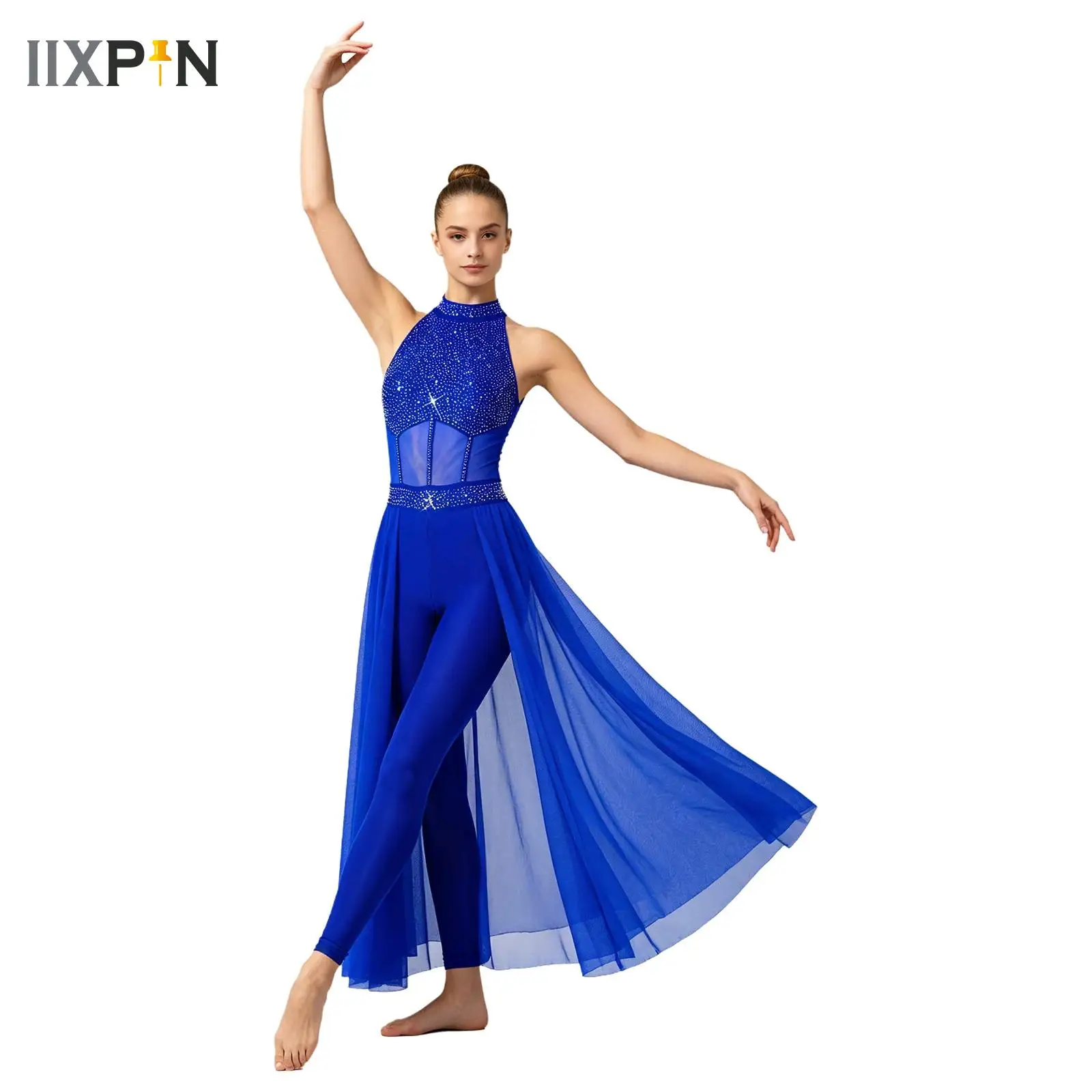 Modern Dance Jumpsuit Women Elegant Classical Contemporary Lyrical Latin Dance Practice Shimmery Rompers Ballet Performance Wear
