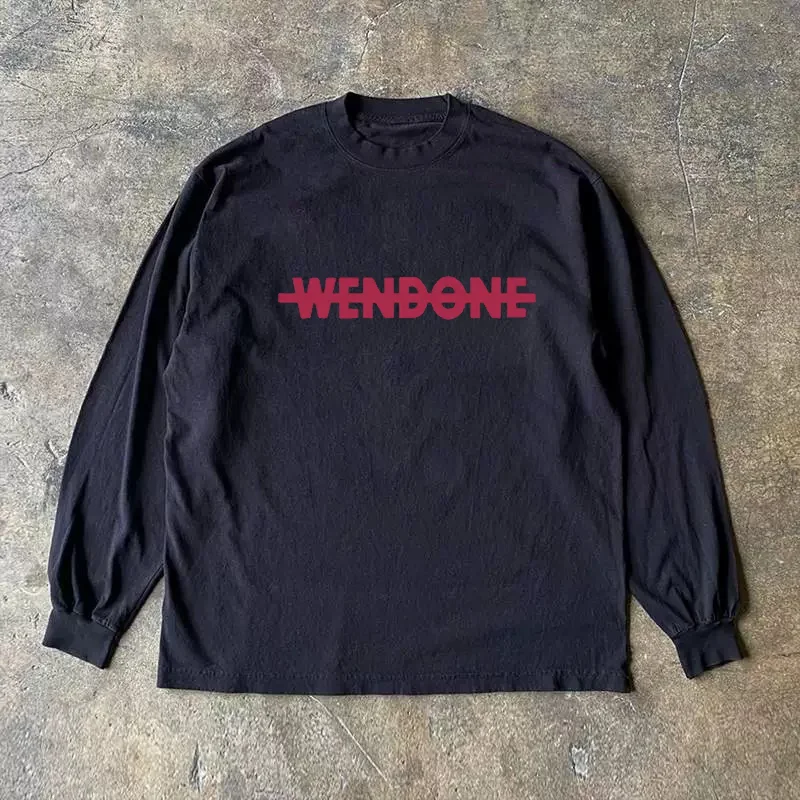 Heavyweight 300g Pure Cotton Long Sleeve T-Shirt American Retro Oversize Lettering Street Style Casual Fashion Top