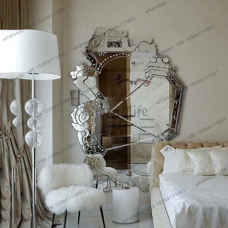 Entrance art decorative mirror simple guest restaurant foyer sofa background wall hanging mirror