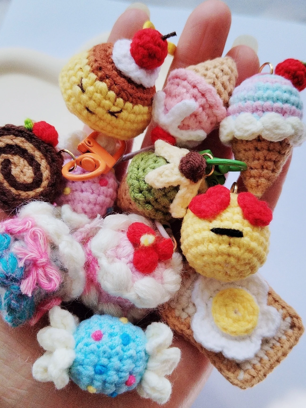 Handmade Crochet  Cake Ice Cr Candy Mobile Phone Pendant Birthday Gift Creative Dolls Festive Supplies Creative Gifts