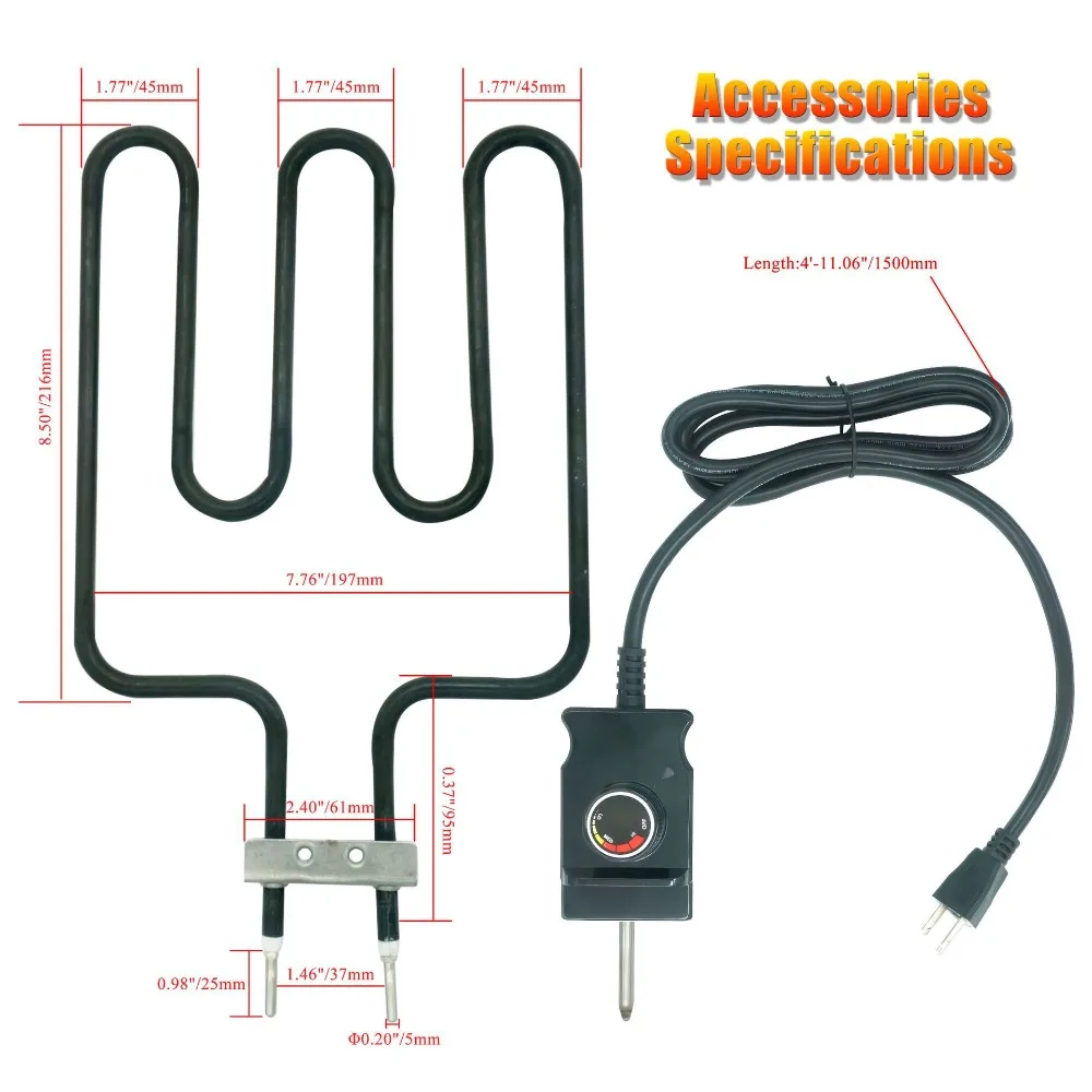 Stable Output Tubular Heating Coil DIY Repair Spare For Digital Electric BBQ Smoker Cooking Equipment