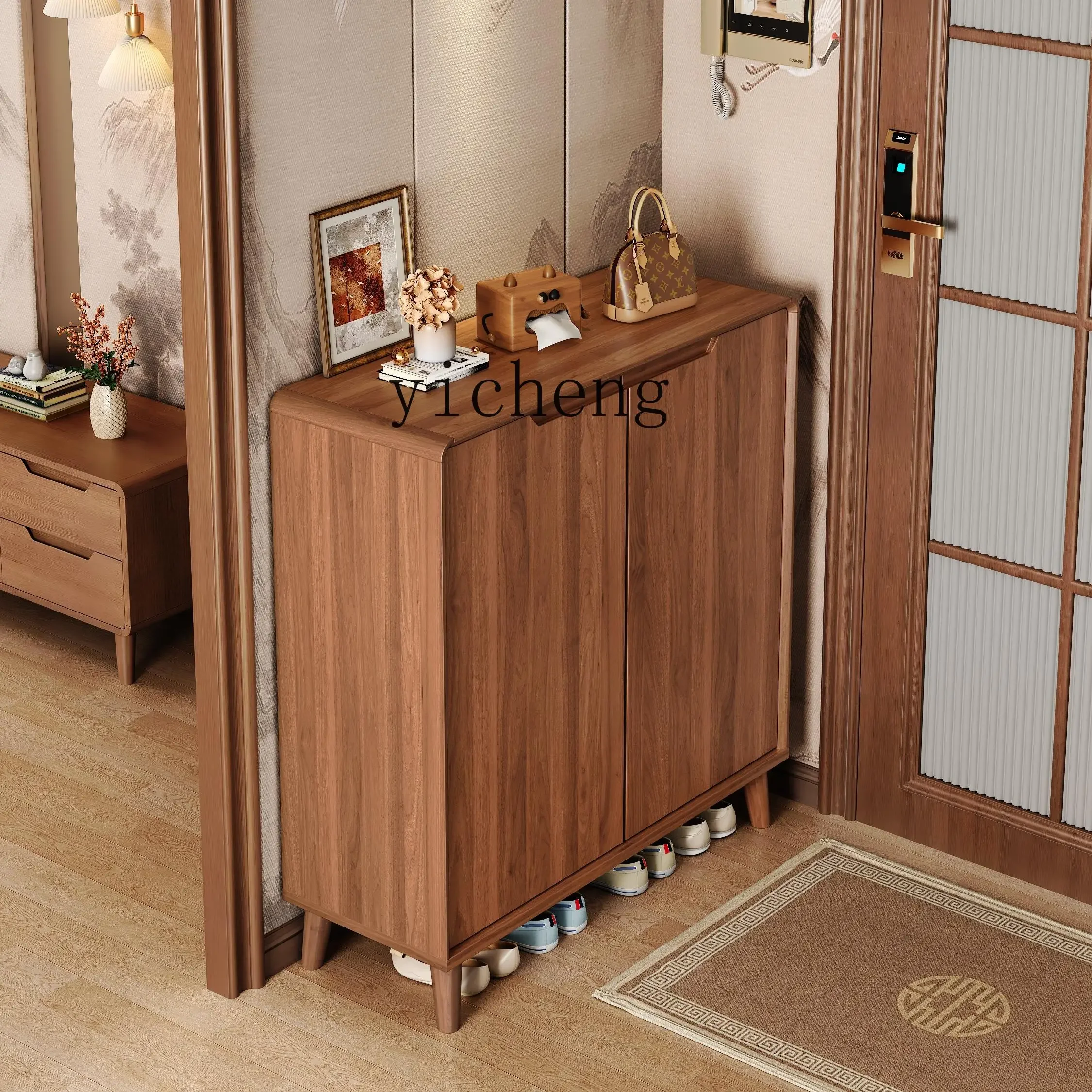 

shoe cabinet household entrance indoor solid wood color storage entrance cabinet integrated large capacity