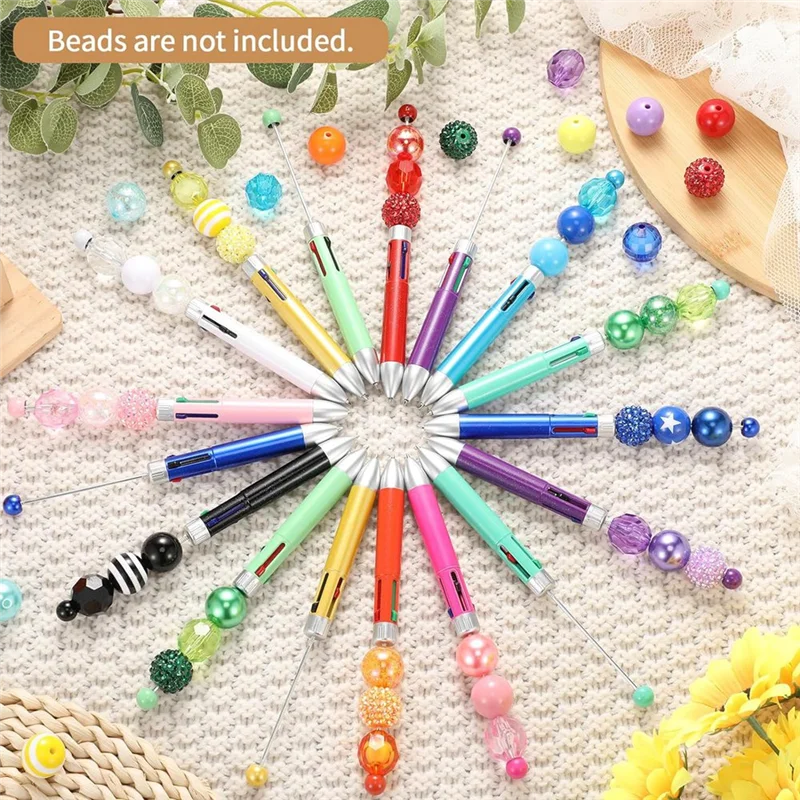

Popular 50Pc Plastic Beaded Pens Bulk Multicolor Cute 1.0Mm Beaded Pens 4-In-1 Beaded Ballpoint Pens Making Graduation Supplies