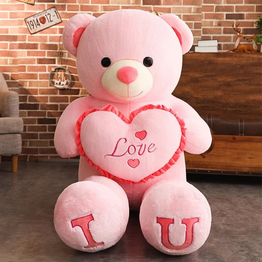 80/100cm Großer Rosa Plüsch-Teddybär Riesiges Kuscheltier Geburtstags- und Valentinstagsgeschenk Weiches Kissen Puppe für Freundin, Mädchen, Ehefrau
