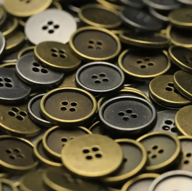 10pcs/Lot Size:12mm-25mm Simple style four eyed Thin edge Metal Buttons Fashion Button Denim shirt decoration Sewing(SSA-3796)