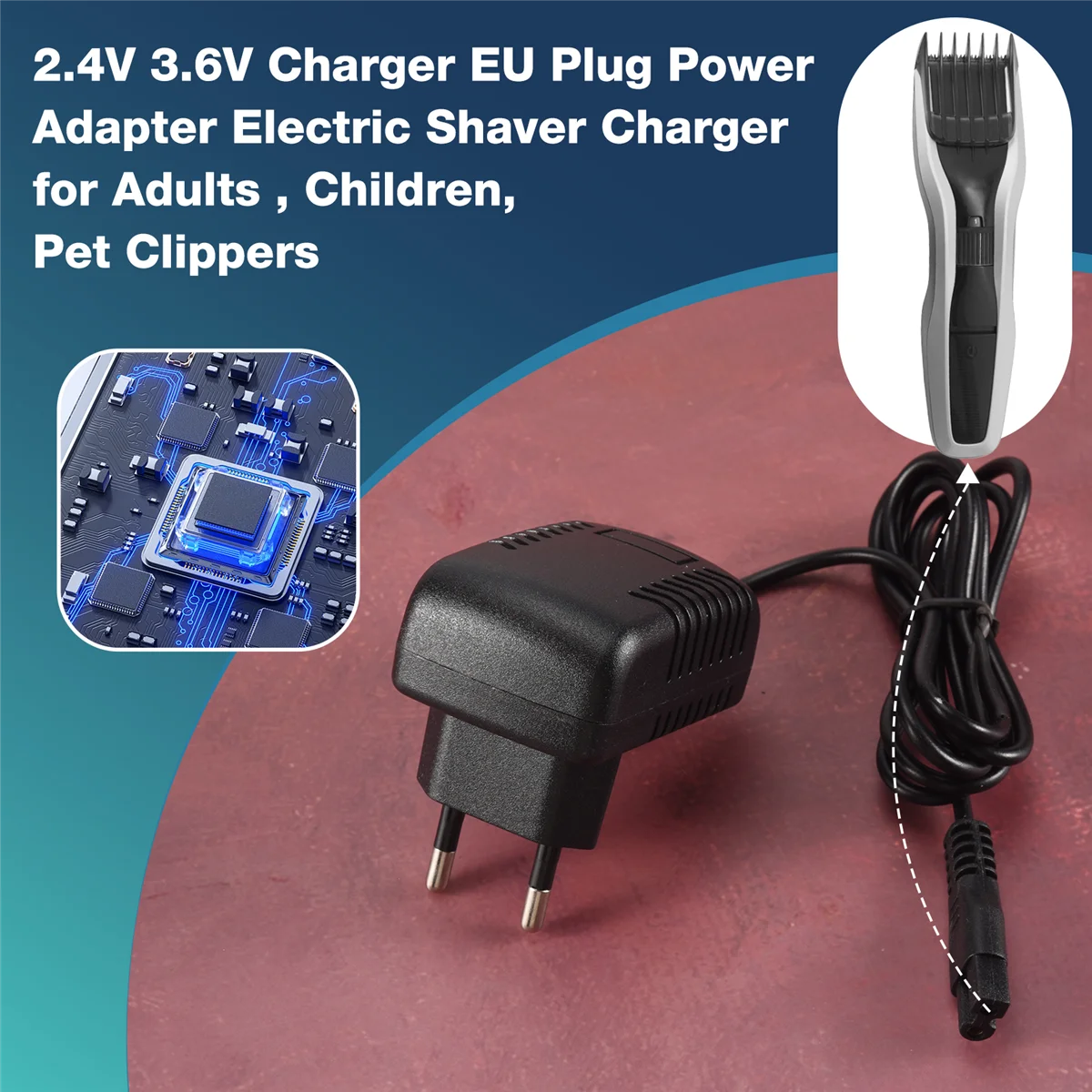 

A64E 2.4V 3.6V Charger EU Plug Power Adapter Electric Shaver Charger for Adults , Children,Pet Clippers