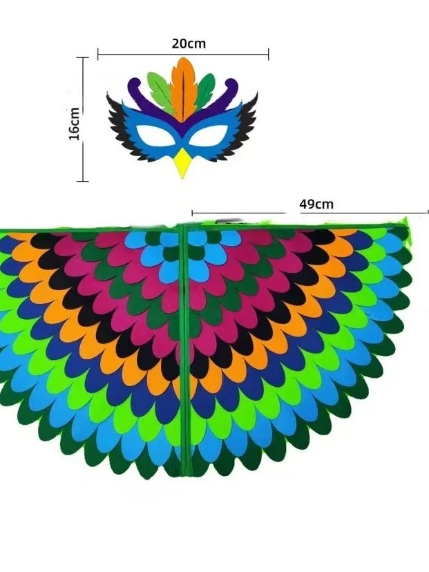 

Children's Halloween Owl Wing Robe Performance Costume Cartoon Animal Stage Wear Green Fabric Polyester Spring Season New Arr...