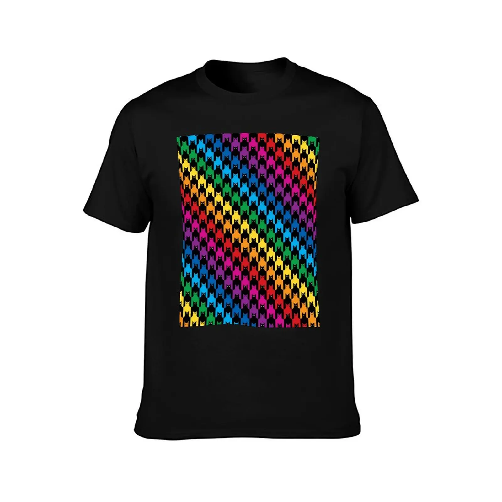 Cats Hounds Tooth Rainbow T-Shirt Standard Fit Solid Tee Shirt T-Shirt