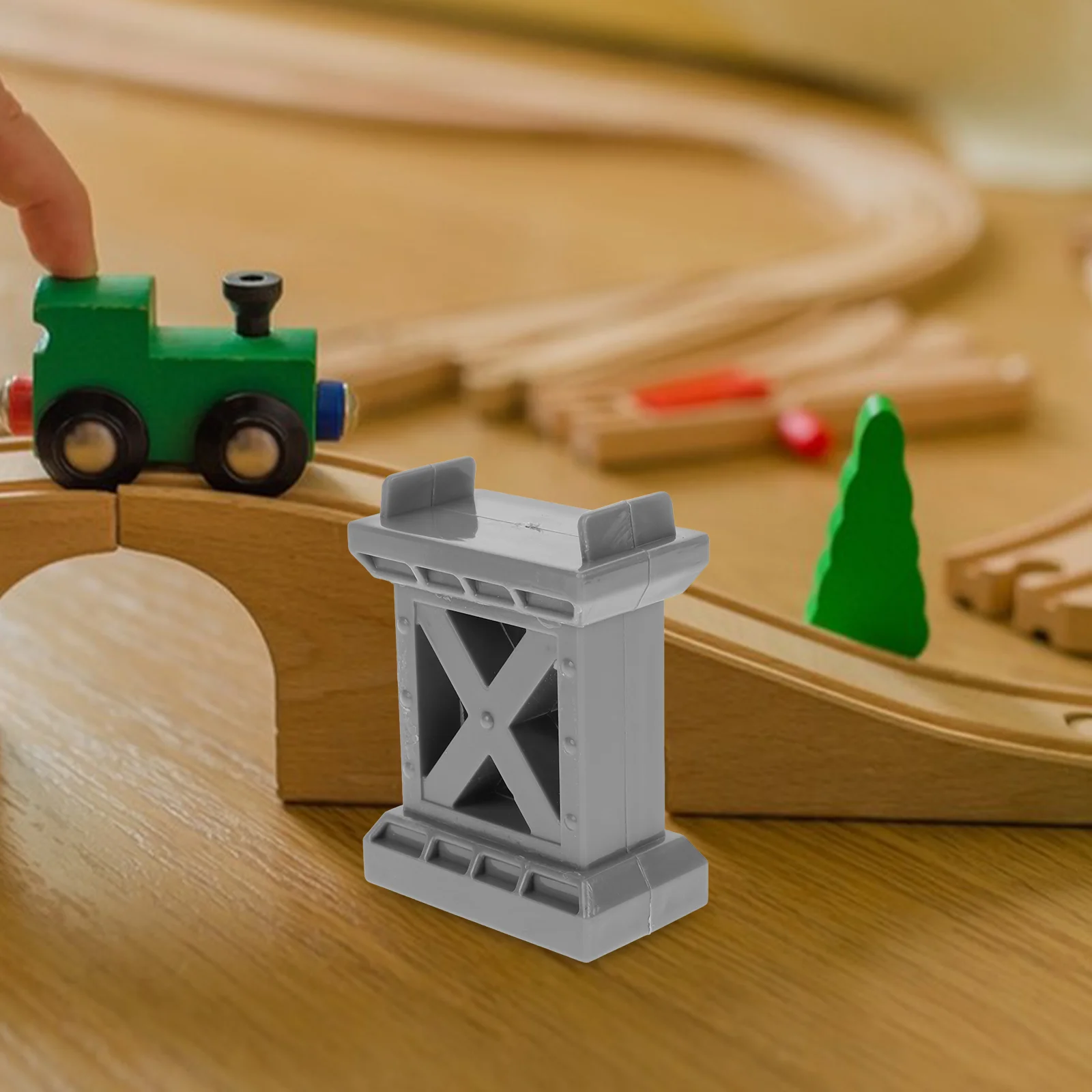 6 Pcs Train Pier Bridge Support Wood Track Risers Suspension Wooden Supports Plastic Toy Child Accessories