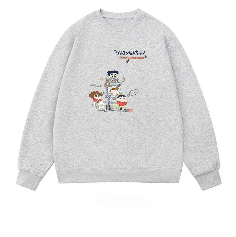 

A loose and fashionable men's and women's top with Crayon Shin-chan printed round-neck sweatshirt for autumn/Winter 2025