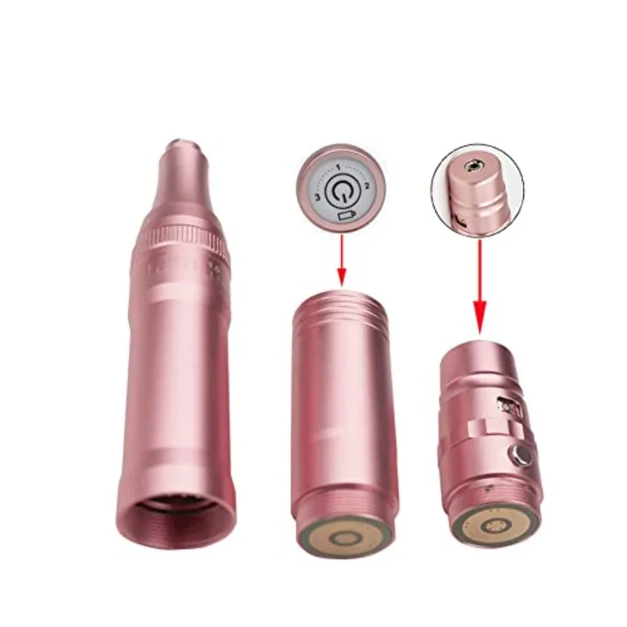 آلة الوشم الدوارة لقلم ماكياج دائم مع بطارية قابلة للشحن و10 قطع إبر لكحل الحاجب الاحترافي والشفاه T